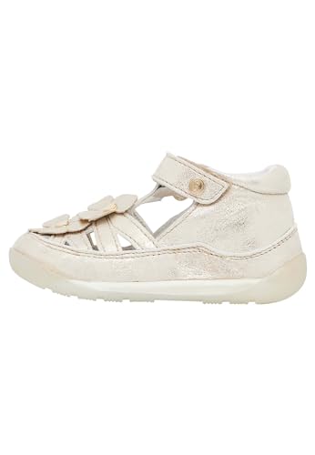 Falcotto GRISA-Halboffene Sandale aus laminiertem Leder mit aufgesetzten Blumen, Gold 24 von Falcotto