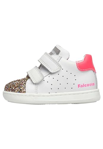 Falcotto KINER VL-Sneakers aus Leder und Glitter-Weiß, Weiß-Rosa 19 von Falcotto