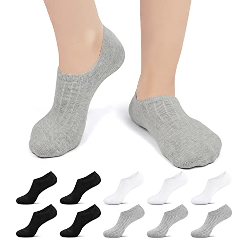 Falechay 10 Paar Sneaker Socken Damen Füßlinge Herren Unsichtbare Socken Füsslinge Footies Kurz Socken C-Schwarz-Weiß-Grau 35-38 von Falechay