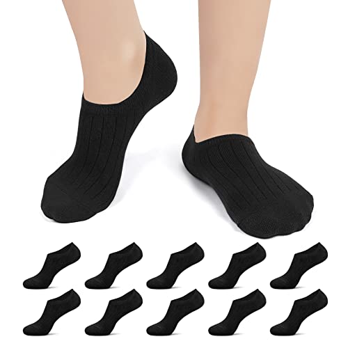 Falechay 10 Paar Sneaker Socken Damen No Show Socken Füßlinge Herren Kurze Silikonpad Anti Rutsch Socken C-Schwarz 47-50 von Falechay