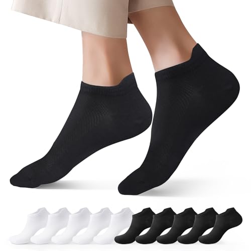 Falechay 10 Paar Sneaker Socken Herren Damen Kurze Sportsocken Atmungsaktive Laufsocken Unisex Schwarz-Weiß 47-50 von Falechay