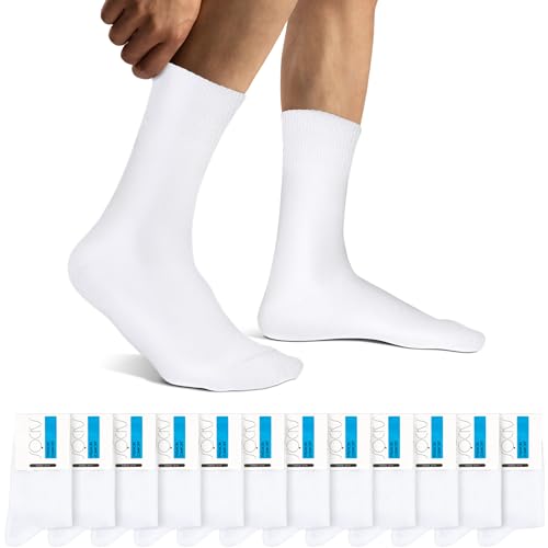 Falechay 12 Paar Socken Herren Baumwolle Business Socken Herrensocken Sportsocken Socks Atmungsaktive Weiß 39-42 von Falechay