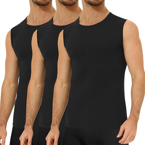 Falechay 3er Pack Unterhemd Herren 100% Gekämmte Baumwolle Tank Top Herren Ärmelloses Unterhemden Schwarz 3XL von Falechay