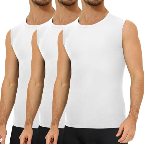 Falechay 3er Pack Unterhemd Herren 100% Gekämmte Baumwolle Tank Top Herren Ärmelloses Unterhemden Weiß 4XL von Falechay