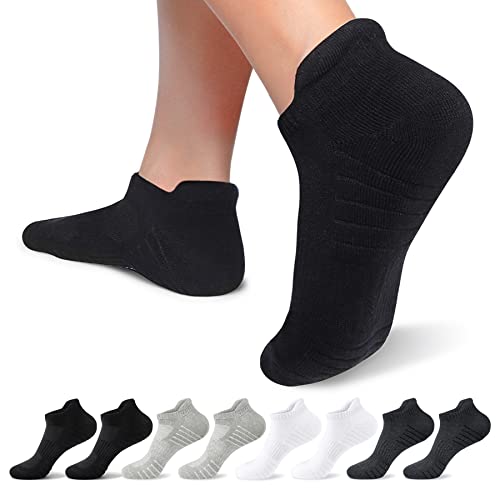 Falechay 8 Paar Sneaker Socken Damen Herren Kurze Socken Baumwolle Sportsocken Halbsocken,Schwarz Weiß Dunkelgrau Hellgrau 35-38 von Falechay