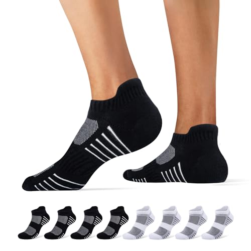 Falechay 8 Paar Sneaker Socken Herren Damen Kurze Socken LaufSocken Atmungsaktive Sportsocken Unisex,Schwarz Weiß 39-42 von Falechay