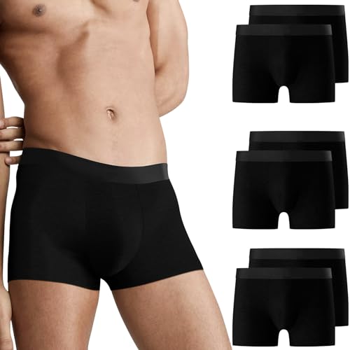 Falechay Boxershorts Herren Unterhosen Männer Baumwolle 6er Pack Retroshorts für Herren Ohne Kratzenden Zettel UnterwäSche Boxer Sportunterhosen für Herren Schwarz XXL von Falechay
