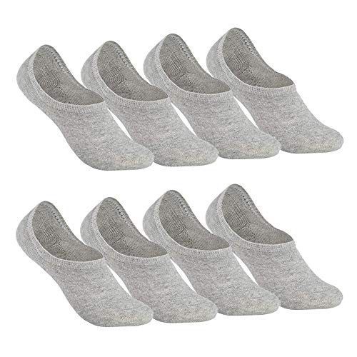 Falechay Füsslinge Damen Sneaker Socken Herren Füßlinge Footies 8 Paar Anti Rutsch No Show Sneakersocken grau 35-38 von Falechay