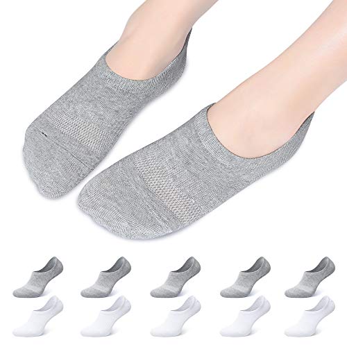 Falechay Füsslinge Sneaker Socken Damen Herren Füßlinge Unsichtbare Socken Fraun Unisex Weiß Grau 47-50 von Falechay