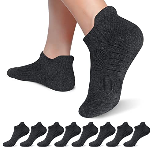 Falechay Kurze Socken Herren Sneakersocken 8 Paar Sneaker Socken Damen Baumwolle Atmungsaktive Laufsocken,Dunkelgrau 39-42 von Falechay