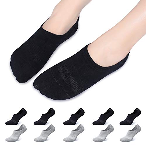 Falechay Sneaker Socken Damen, Füßlinge Herren Sneakersocken Kurze Dünn Sneakersocken Unisex Schwarz Grau 43-46 von Falechay