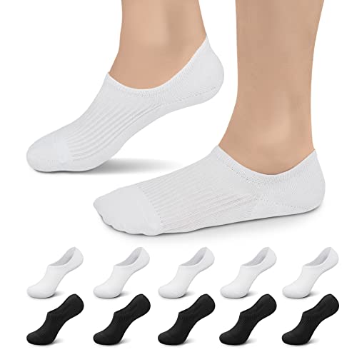 Falechay Sneaker Socken Damen 35-38 Füsslinge Herren 10 Paar Unsichtbare Kurze No Show Socken B-Schwarz-Weiß von Falechay