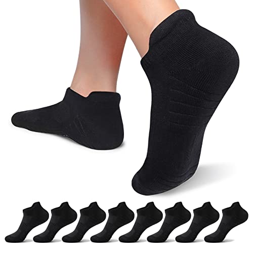 Falechay Sneaker Socken Damen 39-42 Herren Kurze Socken 8 Paar Atmungsaktive Sportsocken,Schwarz 39-42 von Falechay