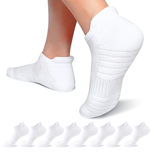 Falechay Sneaker Socken Damen 39-42 Herren Socken 8 Paar Baumwolle Sportsocken Atmungsaktive,Weiß 39-42 von Falechay