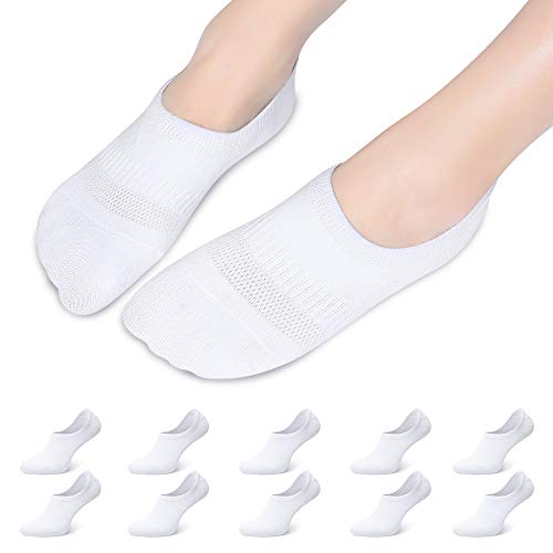 Falechay Sneaker Socken Damen Füßlinge Herren No Show Sneakersocken Anti Rutsch Unisex Weiß 47-50 von Falechay