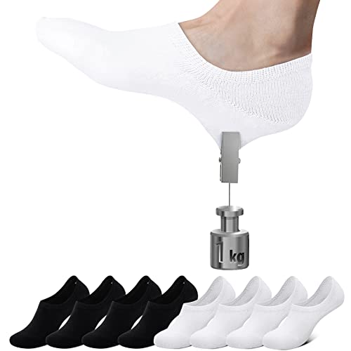 Falechay Sneaker Socken Damen Herren Füßlinge Footies 8 Paar Kurze Großes Silikonpad Verhindert Verrutschen Unsichtbare 4xschwarz+4xweiß 47-50 von Falechay