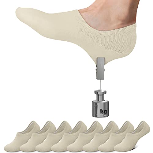 Falechay Sneaker Socken Damen Herren Füßlinge Footies 8 Paar Kurze Großes Silikonpad Verhindert Verrutschen Unsichtbare 8xbeige 43-46 von Falechay