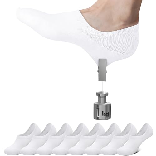 Falechay Sneaker Socken Damen Herren Füßlinge Footies 8 Paar Kurze Großes Silikonpad Verhindert Verrutschen Unsichtbare 8xweiß 47-50 von Falechay