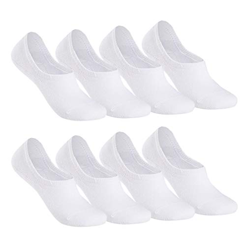 Falechay Sneaker Socken Damen Herren Füßlinge Footies 8 Paar Kurze Großes Silikonpad Verhindert Verrutschen Unsichtbare weiß 35-38 von Falechay