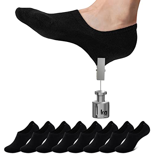 Falechay Sneaker Socken Damen Herren Füßlinge Footies 8 Paar Kurze Großes Silikonpad Verhindert Verrutschen Unsichtbare 8xschwarz 43-46 von Falechay