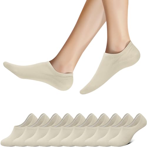Falechay Sneaker Socken Damen Herren Füßlinge Unsichtbare 10 Paar Beige 43-46 von Falechay