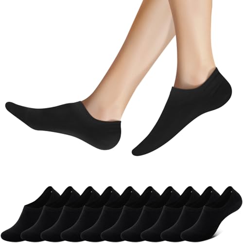 Falechay Sneaker Socken Damen Herren Füßlinge Unsichtbare 10 Paar Schwarz 35-38 von Falechay
