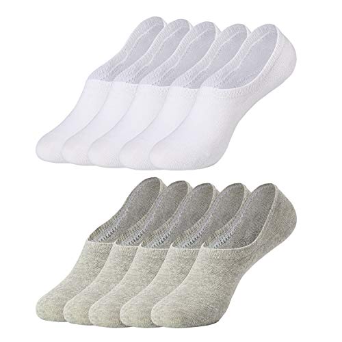 Falechay Sneaker Socken Damen Herren Füßlinge Unsichtbare 10 Paar Grau Weiß 47-50 von Falechay