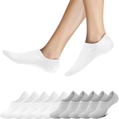 Falechay Sneaker Socken Damen Herren Füßlinge Unsichtbare 10 Paar Grau Weiß 35-38 von Falechay