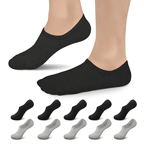 Falechay Sneaker Socken Herren 47-50 Füßlinge Damen 10 Paar Unsichtbare Füsslinge Kurze No Show Socken B-Schwarz-Grau von Falechay