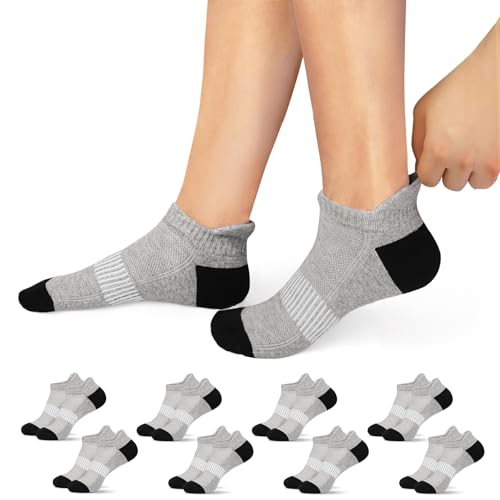 Falechay Sneaker Socken Herren Sportsocken Damen Baumwolle 8 Paar Sneakersocken Kurze Socken Sportsocken Halbsocken Socks Unisex,Grau 43-46 von Falechay