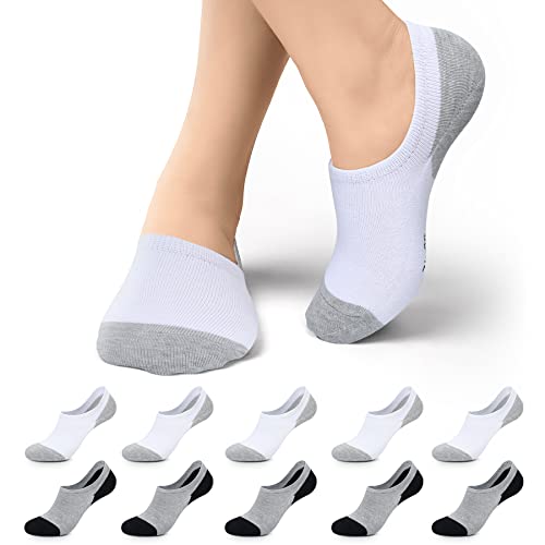 Falechay Sneakersocken Damen Füßlinge Herren 10 Paar Footies Unsichtbare Kurze No Show Socken A-Weiß-Grau 35-38 von Falechay