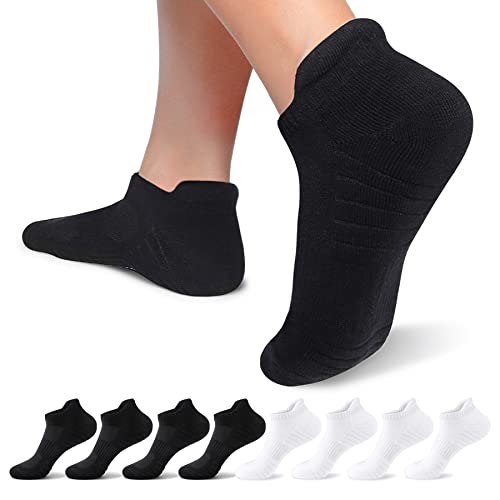 Falechay Sneakersocken Damen Herren Socken Kurze Halbsocken baumwolle 8 Paar Atmungsaktive Laufsocken,Schwarz Weiß 39-42 von Falechay