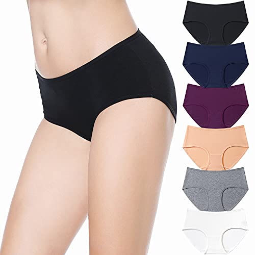 Falechay Unterhosen Damen Baumwolle Atmungsaktiv Mittel Taille Panties 6er Pack,Mehrfarbig-1,3XL von Falechay