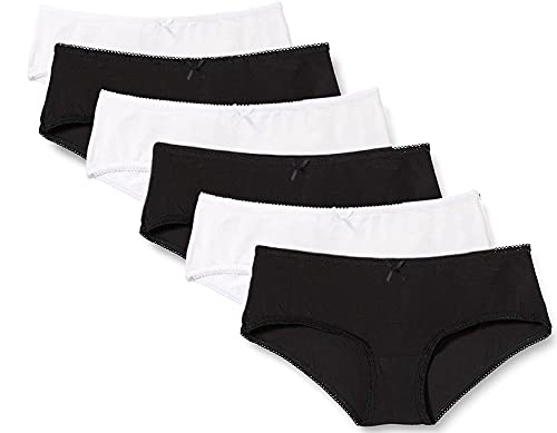 Falechay Unterhosen Damen Slips Baumwolle 6er Pack Hipsters Unterwäsche Spitze Panties 3 Schwarz+3 Weiß XXL von Falechay