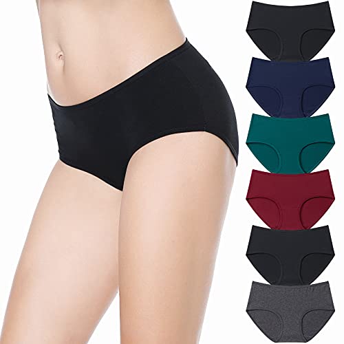 Falechay Unterhosen Damen Unterwäsche 6er Pack Baumwolle Slips Mittel Taille Panties,Mehrfarbig-2,2XL von Falechay