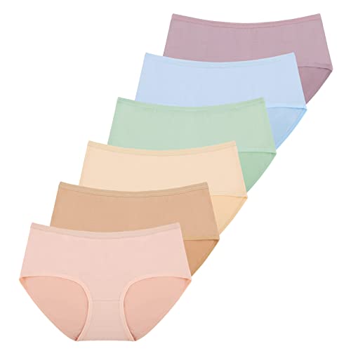 Falechay Unterhosen Damen Unterwäsche 6er Pack Baumwolle Slips Mittel Taille Panties Sportunterhosen für Damen,Mehrfarbig-3,XXL von Falechay