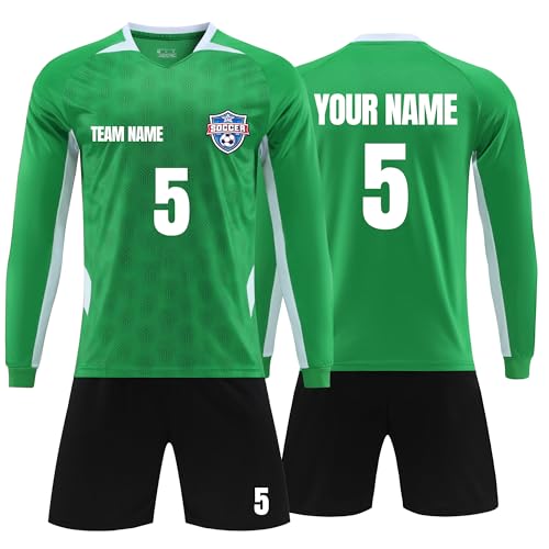 Faletony Benutzerdefiniert Trikot Kinder Erwachsene Fußball Trikot Set Personalisiertes fußball Trikots mit Name Nummer Team Logo Fusstball Shirt & Shorts Set Für Junge Herren von Faletony
