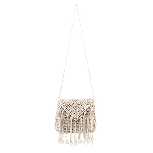 Faletony Damen Stroh Umhängetasche Sommer Strandtasche Clutch Strohtasche Schultertasche Tasche Handgewebte Basttasche mit Quaster Korbtasche Boho-Stil für Arbeit Reise Party von Faletony