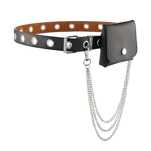 Faletony Damen Kleine Modern Taillenbeutel Hüfttasche Stylisch Bauchtasche Tasche Mini Hüfttasche Gürteltasche Gürtel mit Kette (Stil 2) von Faletony