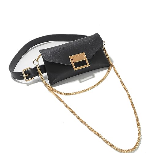 Faletony Damen Kleine Modern Taillenbeutel Hüfttasche Stylisch Bauchtasche Tasche Mini Hüfttasche Gürteltasche Gürtel mit Kette von Faletony