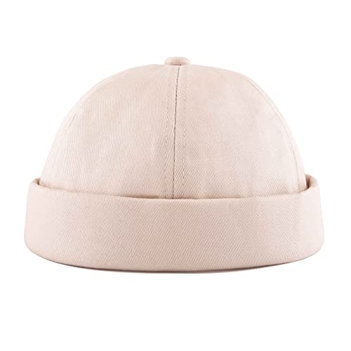 Faletony Docker Cap Herren Docker Mütze Hochwertige Sanfte 100% Baumwolle Seemannsmütze Hafenmütze Herrenmütze Bikercap Hat ganzjährig tragbar (Beige) von Faletony