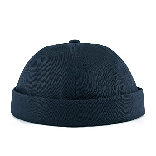 Faletony Docker Cap Herren Docker Mütze Hochwertige Sanfte 100% Baumwolle Seemannsmütze Hafenmütze Herrenmütze Bikercap Hat ganzjährig tragbar (Navy blau) von Faletony