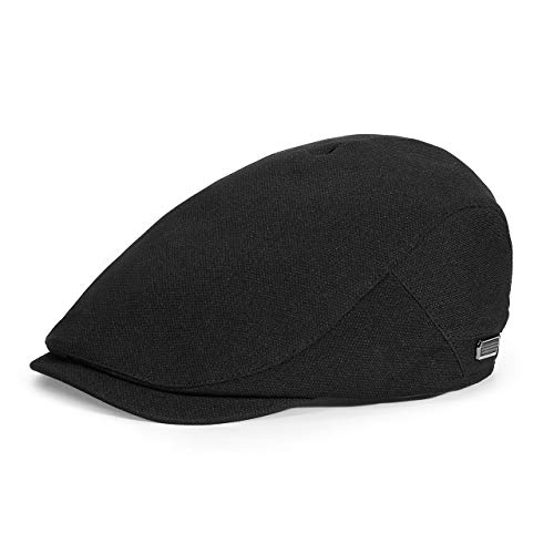 Faletony Herren Flat Cap Schiebermütze Baskenmütze Gatsby Newsboy Cap Fischgrätenmuster Fahrkappe, Größe 55cm-61cm (Schwarz) von Faletony