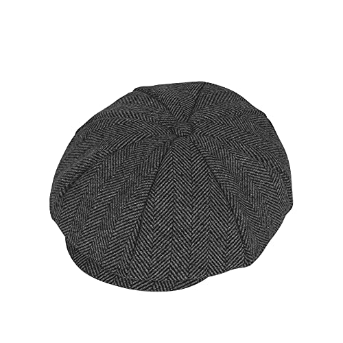 Faletony Herren Schiebermütze Flatcap Mütze Cap Shelby Mütze 8 teilig Barett Cap Gatsby Newsboy Cap (Grau, L/XL) von Faletony