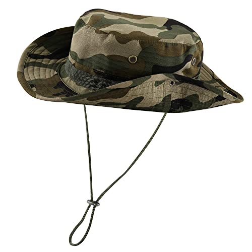 Faletony Outdoor Hut Buschhut Boonie Hat mit Kinnband Fischermütze Sonnenhut Sommerhut für Herren Damen von Faletony