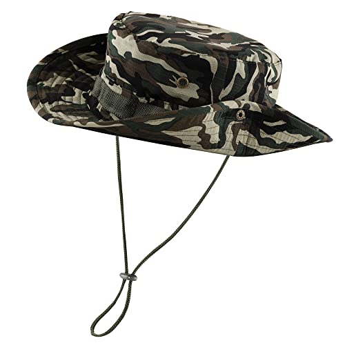 Faletony Outdoor Hut Buschhut Boonie Hat mit Kinnband Fischermütze Sonnenhut Sommerhut für Herren Damen von Faletony