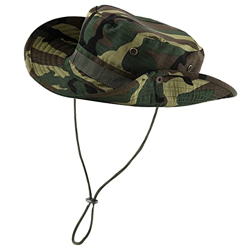 Faletony Outdoor Hut Buschhut Boonie Hat mit Kinnband Fischermütze Sonnenhut Sommerhut für Herren Damen, 60cm , onesize von Faletony
