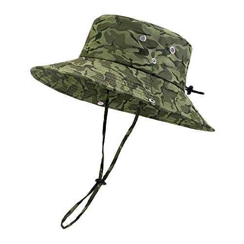 Faletony Outdoor Hut Buschhut Boonie Hat mit Kinnband Fischermütze Sonnenhut Sommerhut für Herren Damen von Faletony