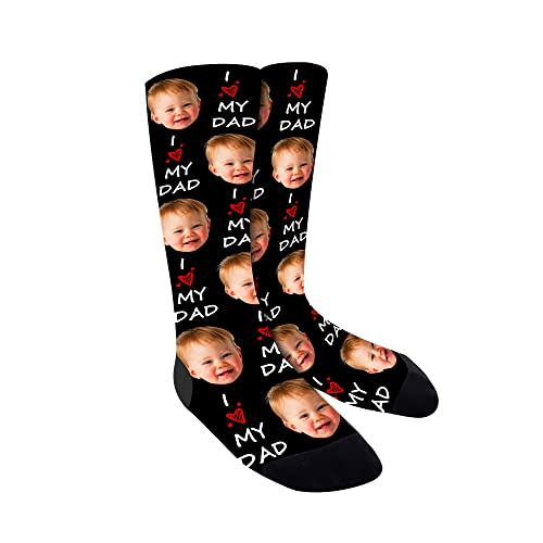 Faletony Personalisierte Foto socken,Socken mit Gesicht,DIY Lustige Socken mit jedem Foto，Gedruckte Socken für Frauen, Männer, Weihnachten, Geburtstagsgeschenk Vatertagsgeschenk (Stil 1) von Faletony