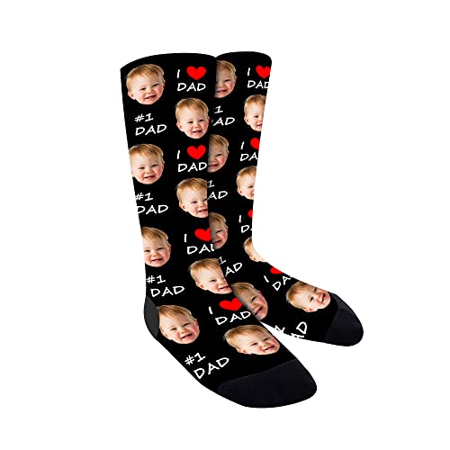 Faletony Personalisierte Foto socken,Socken mit Gesicht,DIY Lustige Socken mit jedem Foto，Gedruckte Socken für Frauen, Männer, Weihnachten, Geburtstagsgeschenk Vatertagsgeschenk (Stil 2) von Faletony